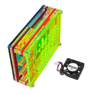 Fully Vented Clear Acrylic Cover Optional Cooling Fan Case for RPi 5 PC Heatsink