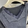 Autumn 2026 Women's Lace Patchwork Ruffle Collar Long Sleeve Knit Sweater