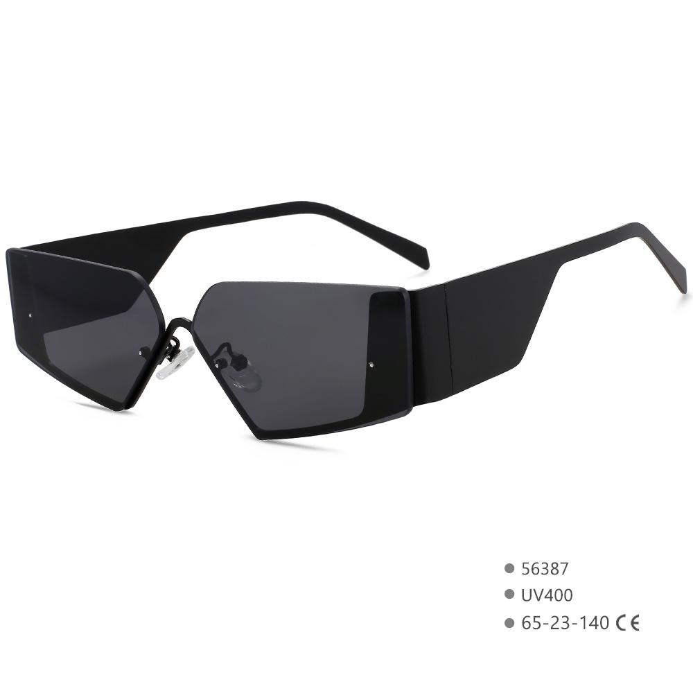 56387 Luxury Punk Rimless Sunglasses Women Brand Designer Half Frame Sun Glasses Men Goggle Shades Uv400 Fashion Black Eyewear