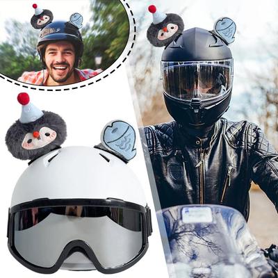 Cute Plush Motorcycle Helmet Decorations Cartoon Fish Ear Shaped Helmet Accessories For Motorcyclists Riders Helmet Ornamen B7D4