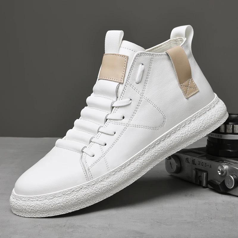 Scarpe da Uomo alla Moda in Vera Pelle Sneakers Stivali da Uomo Moda Casual Stivaletti alla Caviglia Uomo Scarpe con Zeppa per Uomo Scarpe di Lusso di Design