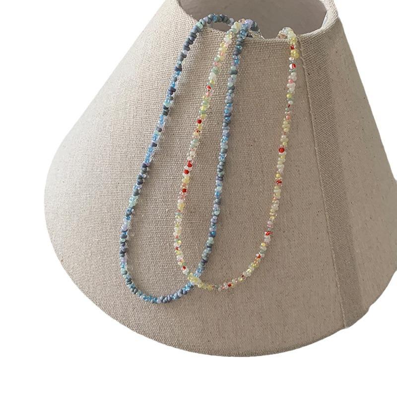 Sommer Dopamin Farbe Kleine Blume Perlenkette Weiblich Nische Design Sinn Mode Vielseitig Halskette Schlüsselbeinkette