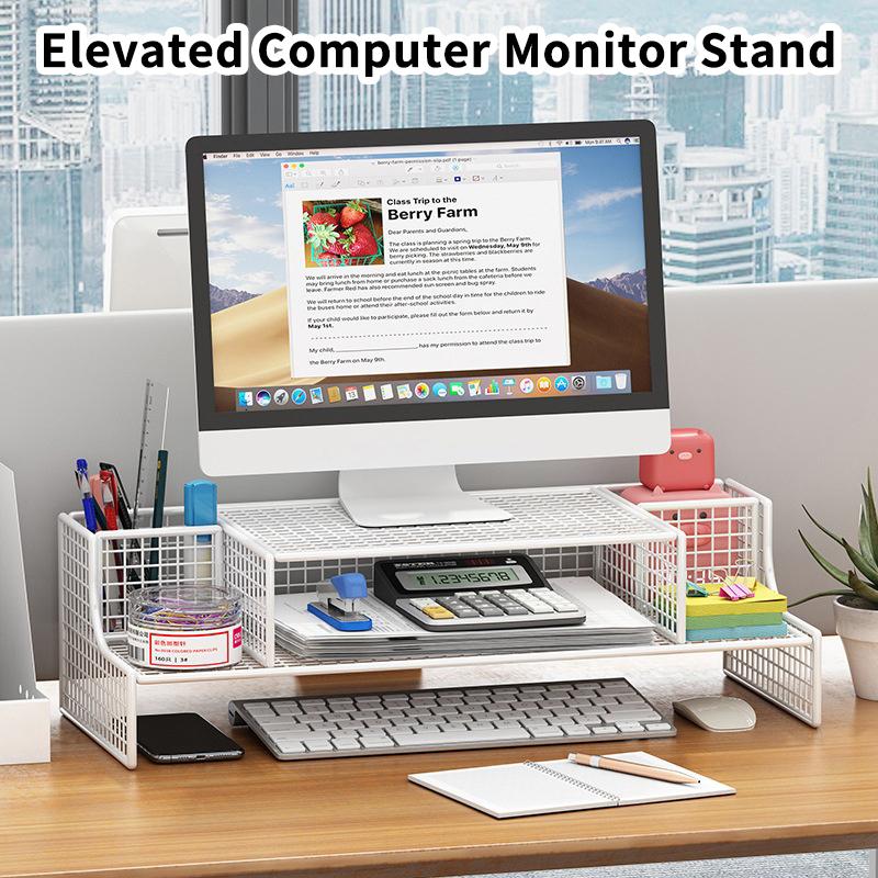 Computer Monitor Stand Elevated Hollow Cooling Laptop Rack Desktop Storage Holder Home Office Desk Computer Keyboard Organizer