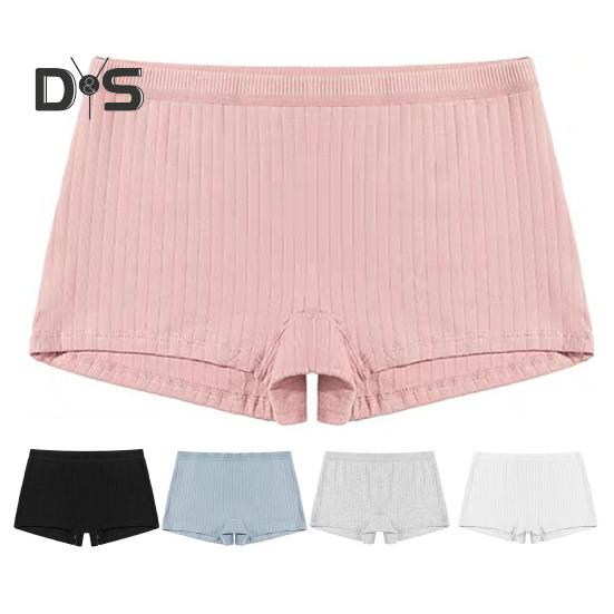 Women Mid Rise Shorts Panties Seamless Solid Color High Elastic Slim Fit Ribbed Safety Shorts Briefs Underpants