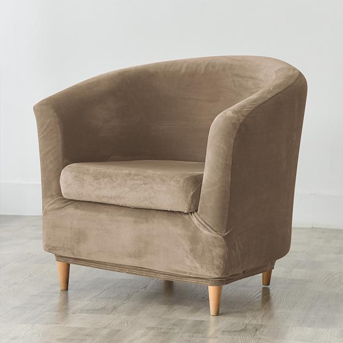 Club Armchair Cover, Velvet, Beige, Cappuccino