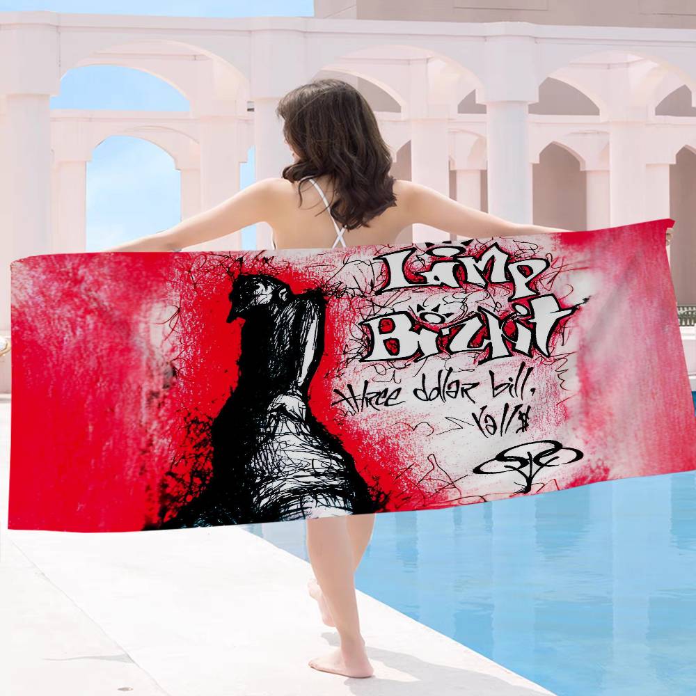 Metallband L-Limp B-Bizkits Mikrofaser Bedrucktes Strandtuch Bergsteigen Yoga Strand Schwimmen Laufen Saugfähiges Weiches Handtuch