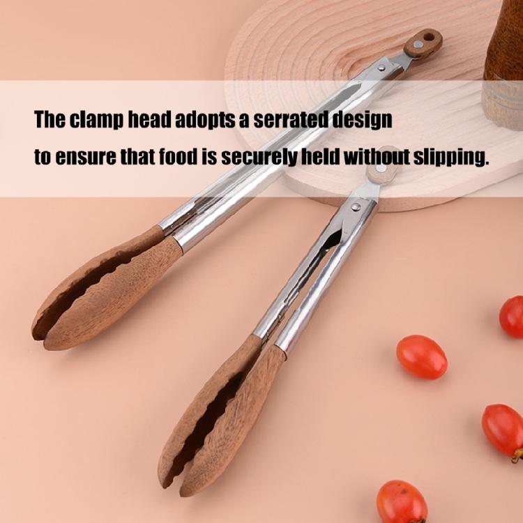 High Quality Wooden Salad Tongs with Stainless Steel Handle Kitchen Utensils Tongs for Easily Food Gripping