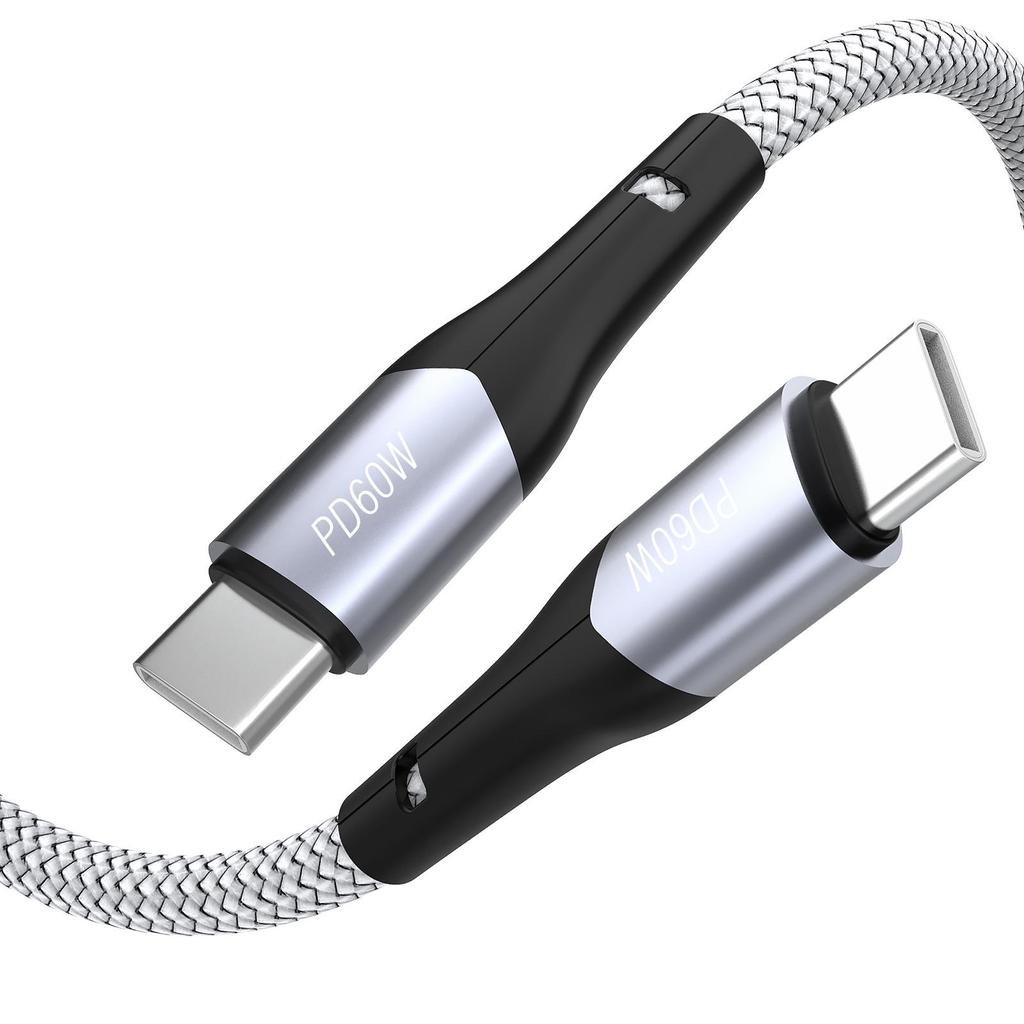 PD60W High-Power Nylon Braided Type-C Charging Cable for Apple Devices and Laptops