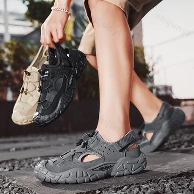 Men Sandals 2025 Summer Mesh Breathable Outdoor Beach Sports Sandals Platform Hollow Out Walking Shoes Man Classic Hiking Shoe