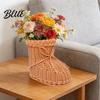 Retro Pastoral Organizer Boots Shaped Imitation Rattan Storage Basket Hand Woven Decorative Container Large Capacity Reusable for Christmas Desktop