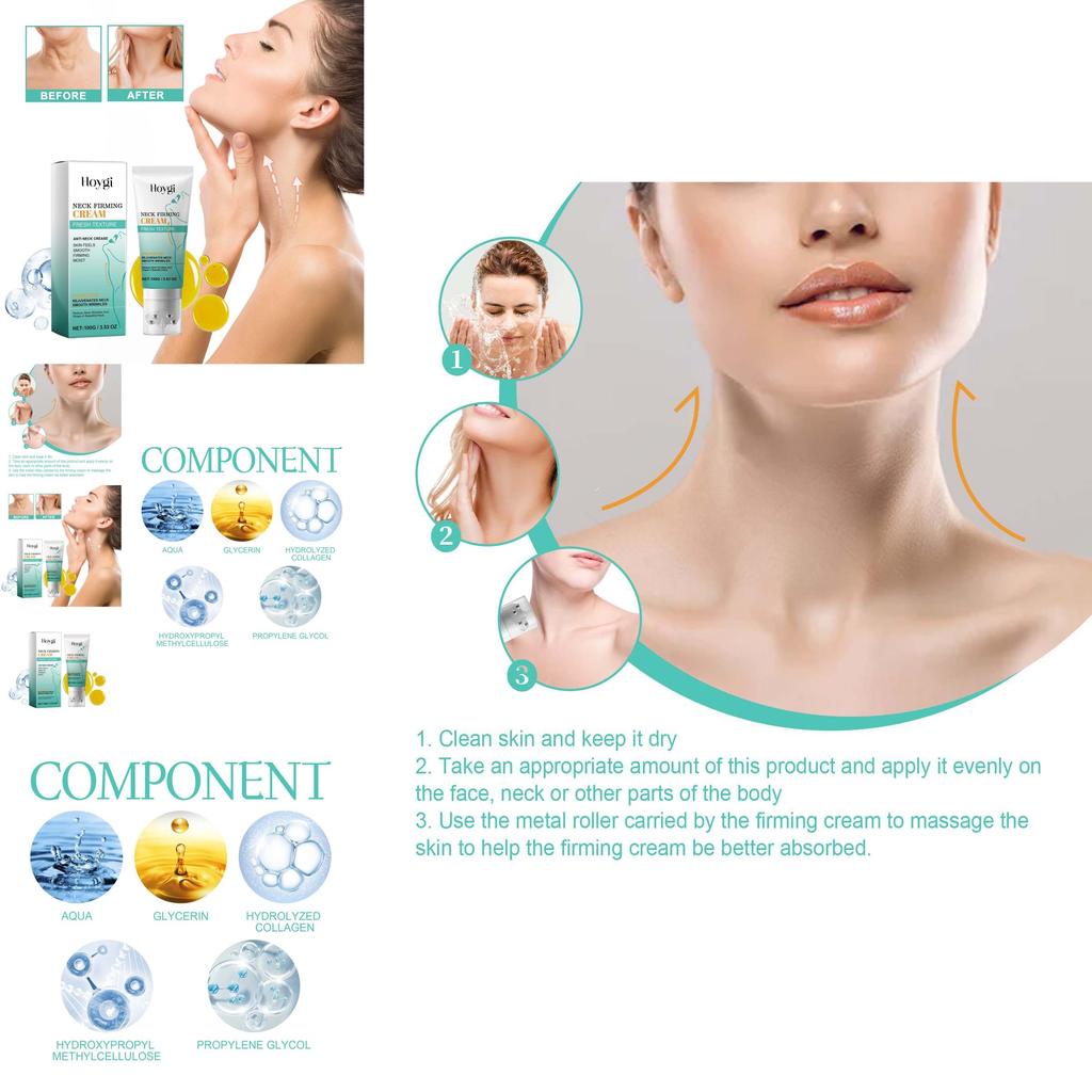Hoygi Neck Firming Cream Gentle Moisturizing Tightening Radiant Skin Hydration Anti-aging Properties For Youthful Appearance 100g