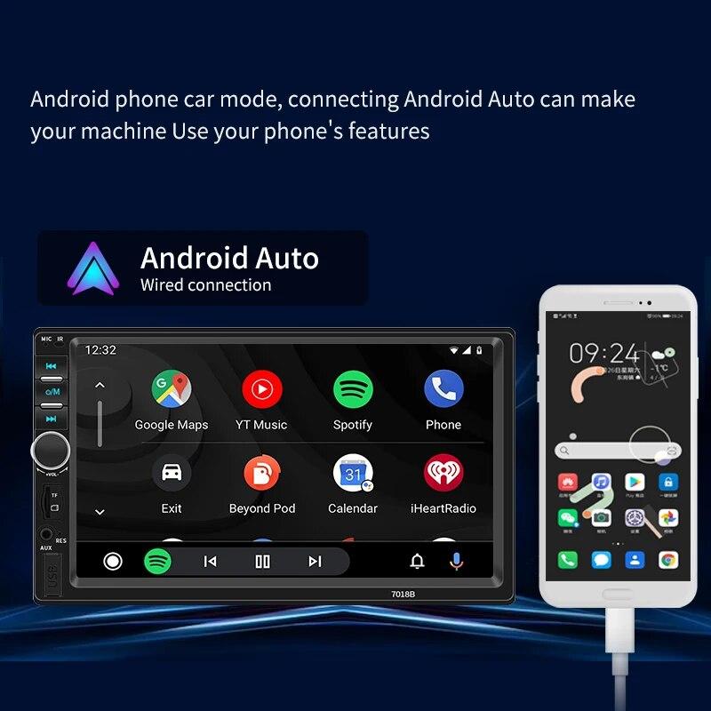 Acodo 2DIN Stereo 7 Zoll Kabelgebundenes Carplay Radio Touchscreen Automotive Multimedia Bluetooth USB TF UKW Radio Autoradio MP5 Player