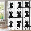 1pc Black and White Cat Shower Curtain,Modern Printed Cartoon Bathroom Curtain,Home Polyester Decoration Curtain With Hooks