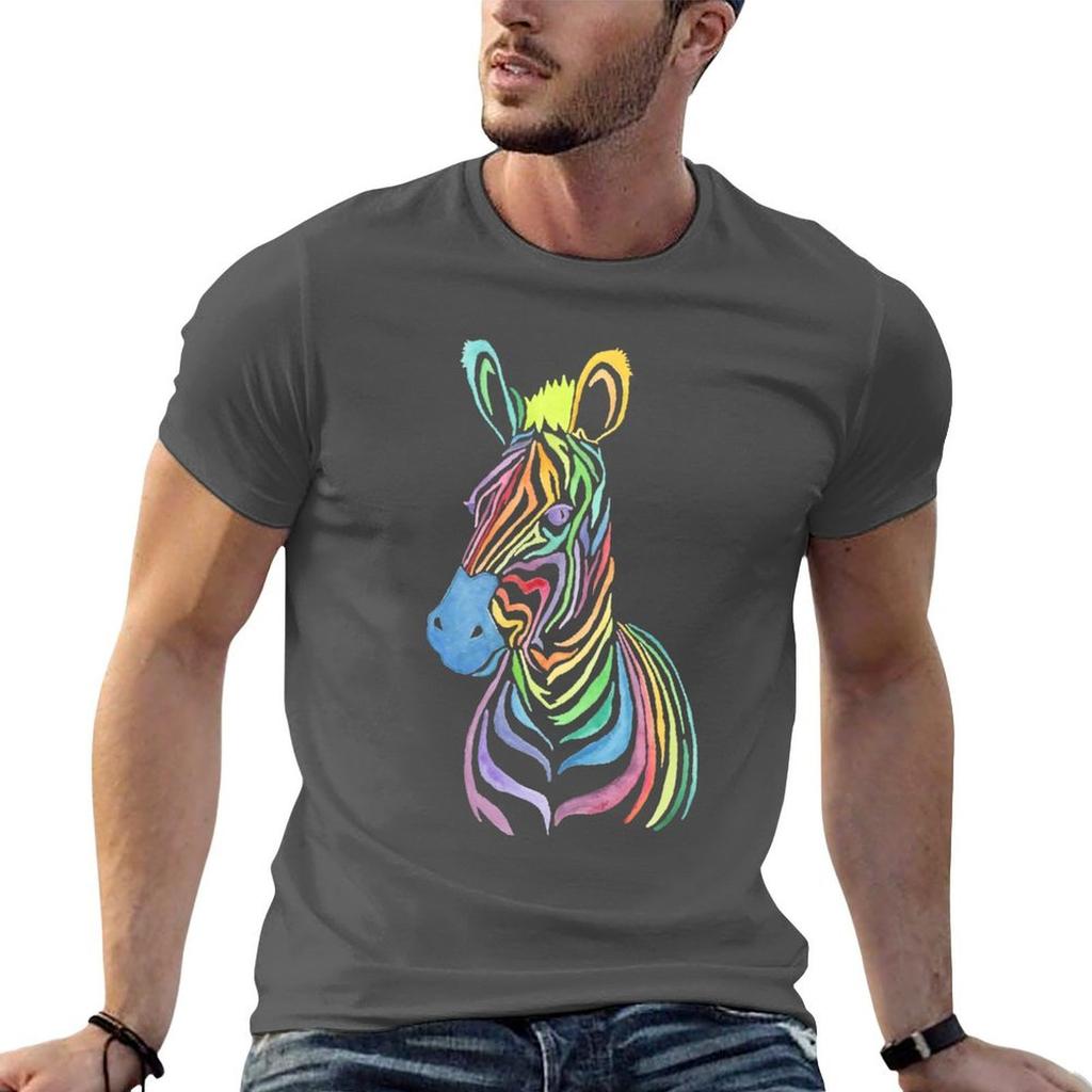 Rainbow Zebra TShirt t shirts designer funny t shirts cotton cotton t shirt pack Tshirt