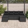 VidaXL Ensemble de canapé de jardin 6 pièces avec coussins en poly rattan noir 3346833