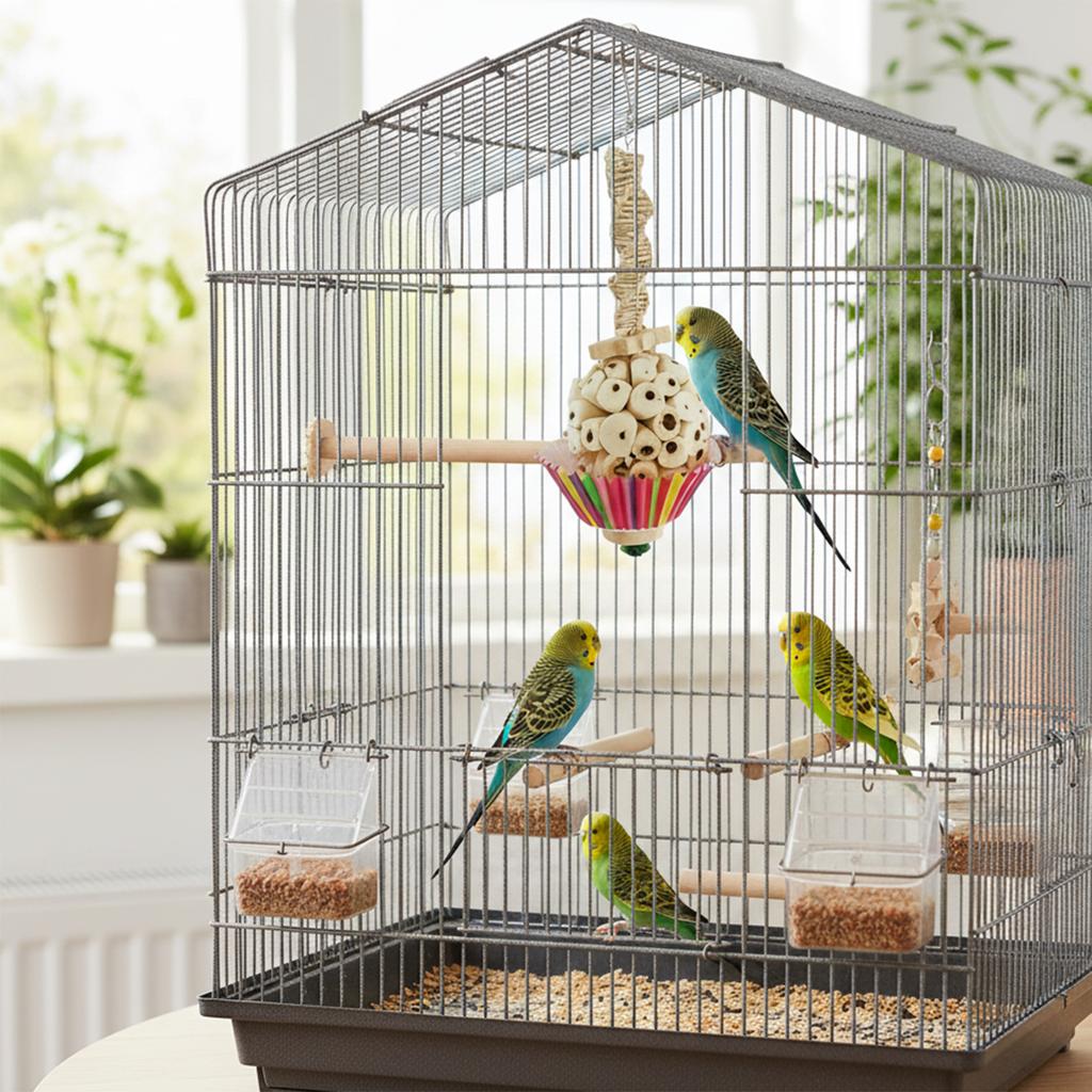 Parrot Chew Toy Natural Rattan And Pith Ball Bite-Resistant Bird Entertainment For Parrots Small Birds