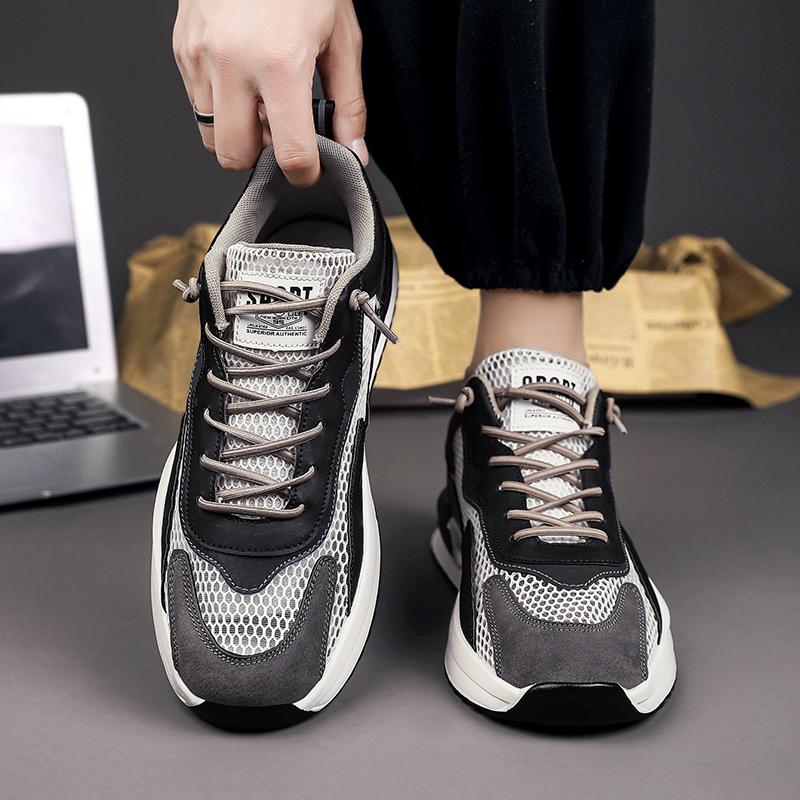 Men’s Sports Basketball Shoes Street Style Running Sneakers Students Over Sized Breathable Mesh Shoes Low Top