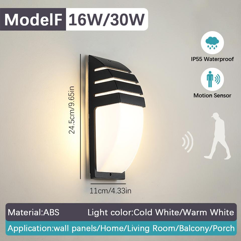 LED Wall Lamp Motion Sensor Indoor Outdoor AC85-265V ABS Waterproof Led Lights Modern Home Appliance For Home Living Room Porch