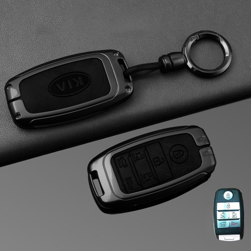2026 Hot Car Sticker Zinc Alloy Leather Car Remote Key Case Cover Holder Shell For KIA Sedona Grand Carnival Sorento Protector K