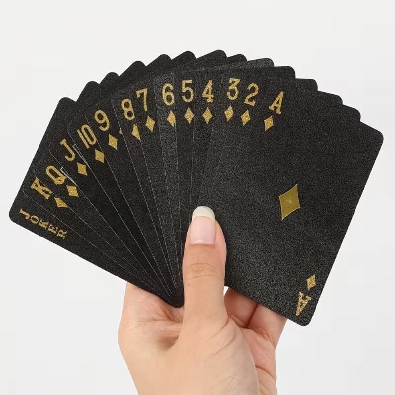 

Poker Playing Card Waterproof Gold Silver Game Card Group PVC Suit Magic Dmagic Package Board Game Gift Collection чёрный