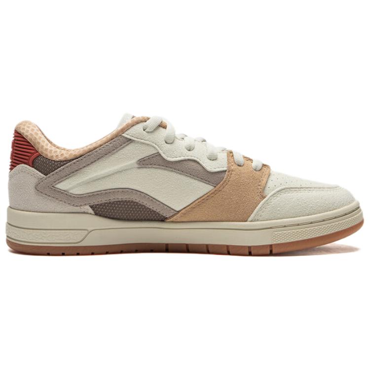 New LiNing Anti Slip Wear Resistant Low Top Skateboard Shoes Women's Beige Umber Brown AEPU050-3