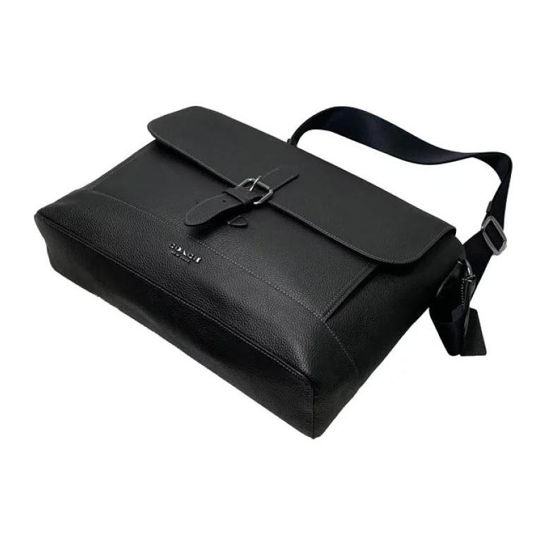 New COACH Hudson Cow Leather Messenger Bag Shoulder Bag Crossbody Bag Large Size Men's Black CB841-QBBK