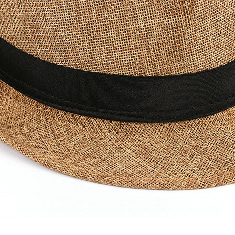 Jazz hat, linen solid color top hat, men's and women's crimped couple's sun hat