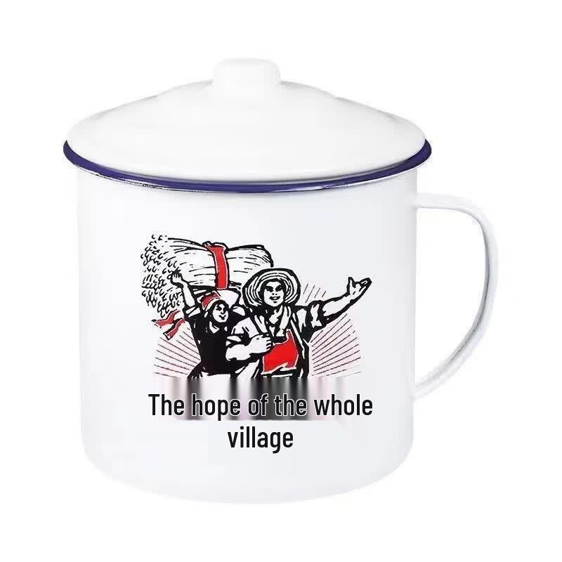 Nostalgic Thickened Enamel Quote Mug