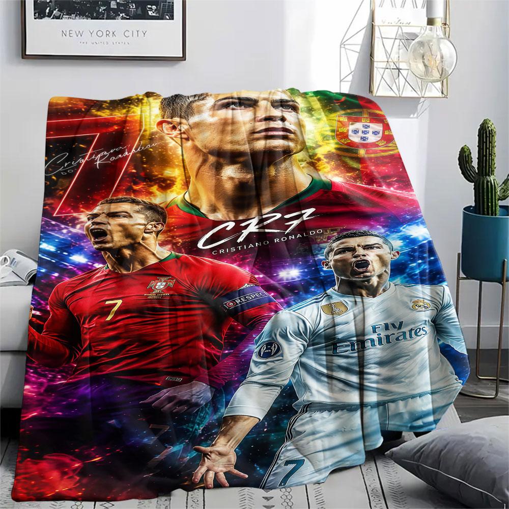 1PC CR7 Patterned Flannel Blanket Suitable For All Seasons for Home Decor Warmth and Comfort Gifts Holiday Present