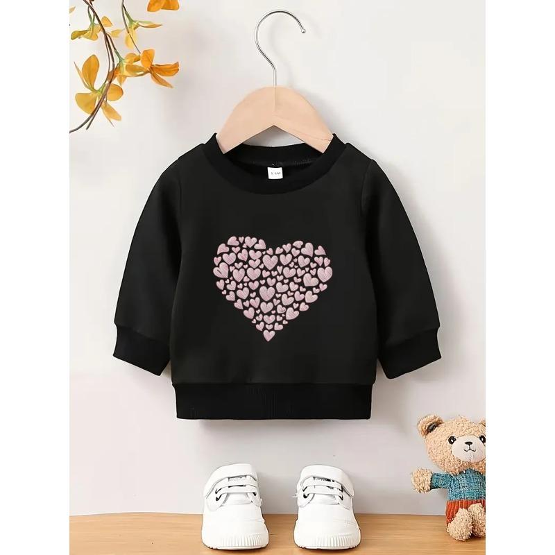 Kids Lightweight Crewneck Pullover Sweatshirt, Combined Hearts Graphic Print