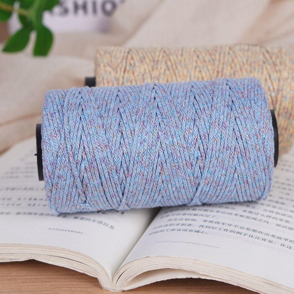 New 150g/ball Metallic Yarn 2.5mm Shimmering Glitter Gold Cord Thread DIY Handmade Crochet Yarn for Bag/Hat/Mat