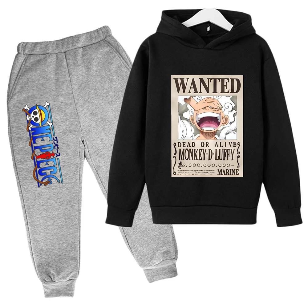 Hot One Pieces Hoodie Set Kids Luffy Clothes Boys Girls Clothing Children's Jersey Sports Suit Autumn Hoodie Pants 2-piece Set