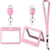 Lanyard Neck Strap Retractable Buckle Double-Sided Transparent Work Badge Holder Employee Badge Holder Bus Pass Holder