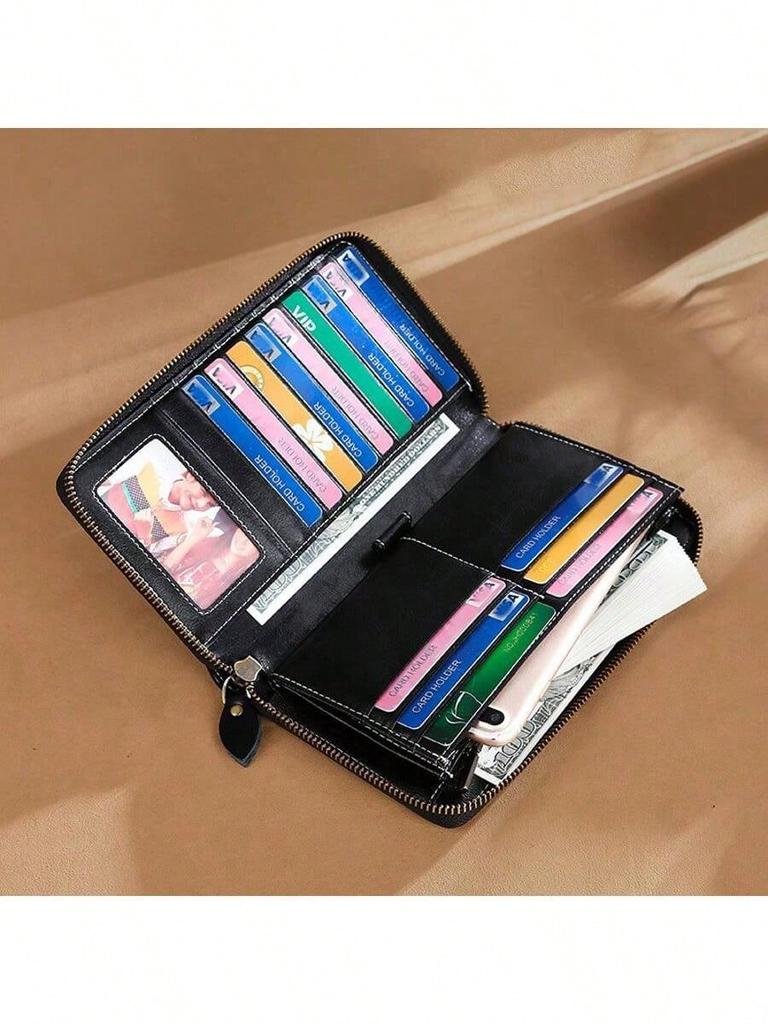 RFID Blocking Fashion Women Wallet Leather Long Zipper Clutch Purse Large Capacity Credit Card Holder Wallet