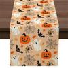 Bohemian Halloween Table Runner Ghost Pumpkin Spiderweb Bats and Leaves Decoration Halloween