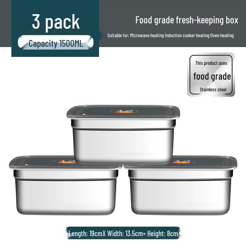 Stainless Steel Food Storage Box with Lid - Square Tray Lunch Container for Office Workers