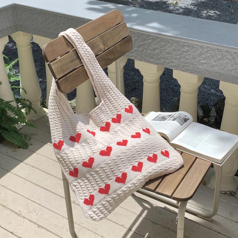 

Atmosphere Premium вязаная сумка-тоут с узором «любовь» изысканная шерстяная сумка-шоппер цвета допамина через плечо 62*36*2