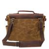 Vintage Oil Waxed Canvas with Crazy Horse Leather Briefcase European-American Men'S Bag Vintage Single Shoulder Crossbody Tote