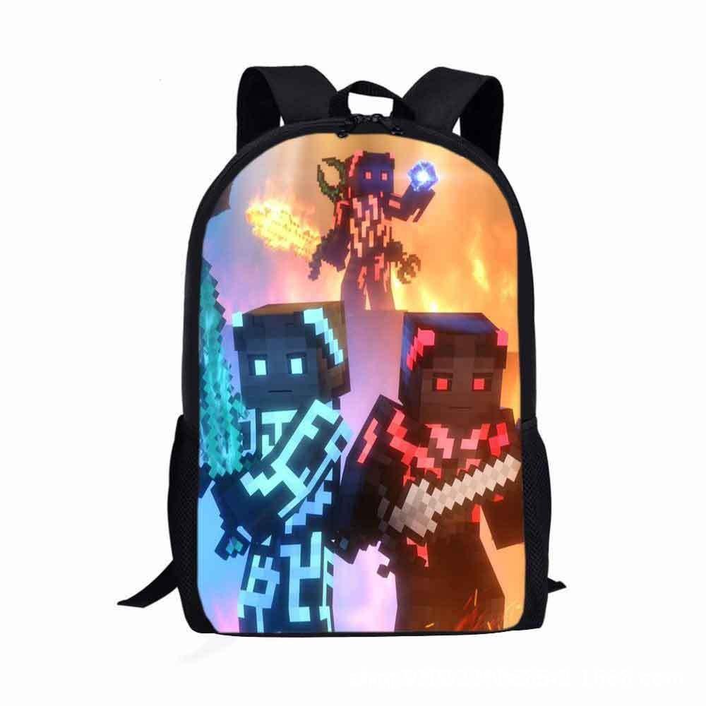 Square Man School Bag Cartoon Backpack Minecraft Backpack Game Printing Large Capacity