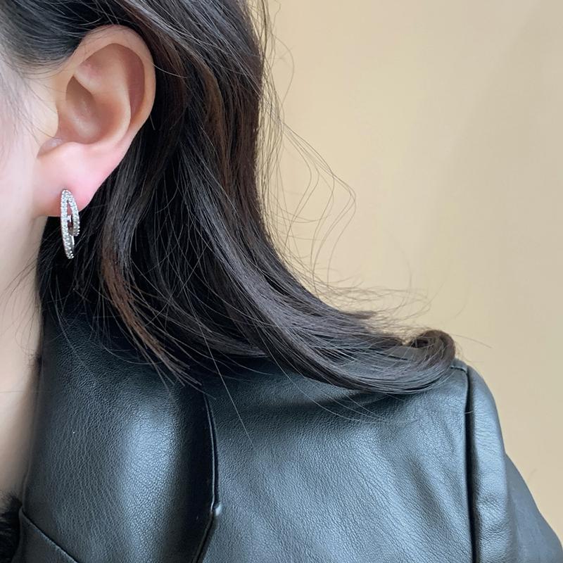 PONYKISS  Sterling Silver Zircon Double Round Hoop Earrings for Women Minimalist Personality Fine  Trendy Accessories