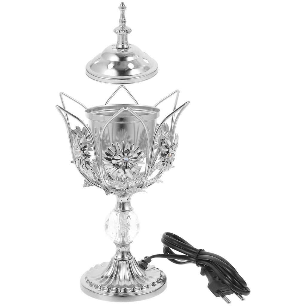 Electric Incense Burner Eu Plug Portable Metal Aroma Burner Vintage Plug in Incense Stove Desktop Censer Aromatherapy Home Decor