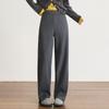 Women's Off-White Cashmere Wide-Leg Wool Pants - Autumn/Winter 2025, Cropped, Thickened, Loose Fit, Fleece-Lined, Straight-Leg Style.