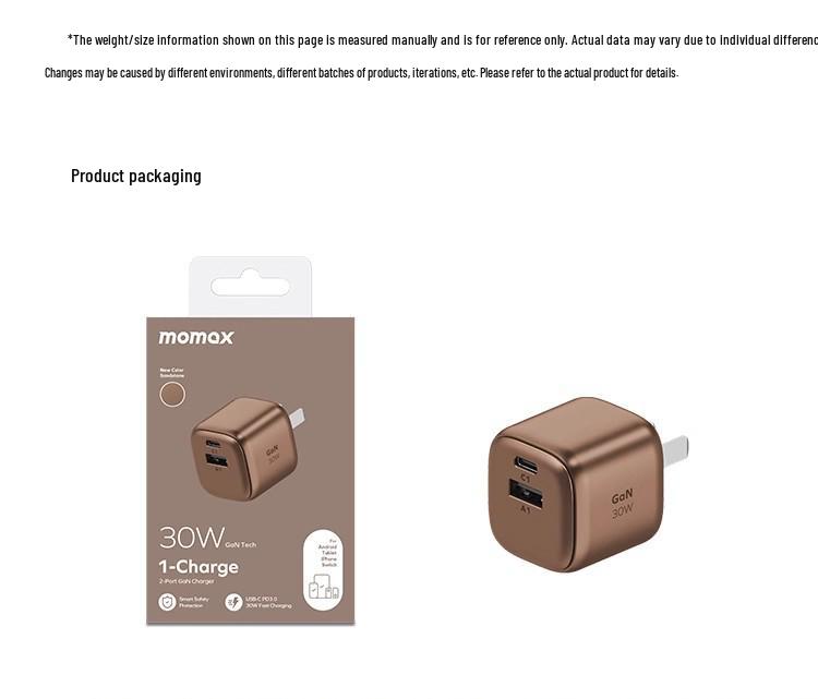 MOMAX 30W GaN Dual-Port Fast Charger with Foldable Plug