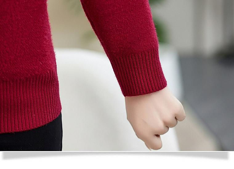 Autumn/Winter Velvet-Lined Qipao Sweater for Middle-Aged Women
