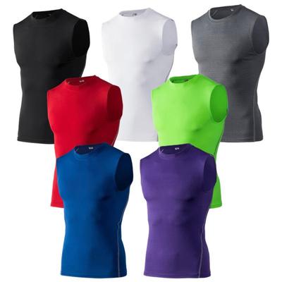 T-shirt senza maniche sportiva da corsa da uomo Canottiera da allenamento per compressione da basket Canotta fitness Strato base Canottiera superiore Abbigliamento sportivo Asciugatura rapida
