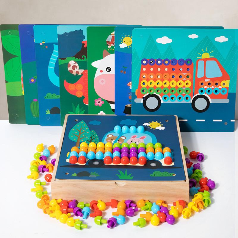 

Learning Early Wooden Puzzle Toys Gear Geometric Parts Children Development