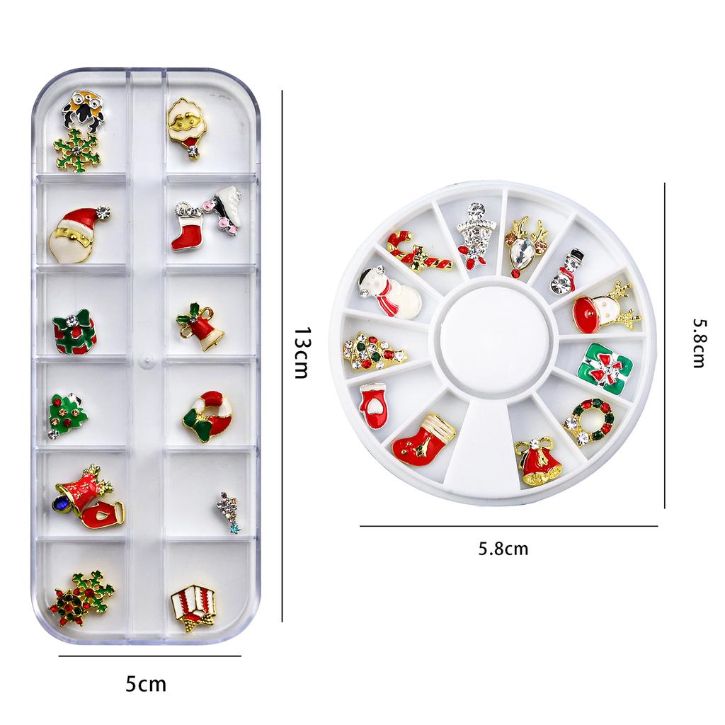 Boxed Christmas Ornaments Nail Art Charms For DIY Decoration Snowflake Christmas Boots 3D Alloy Nail Accessories Gift