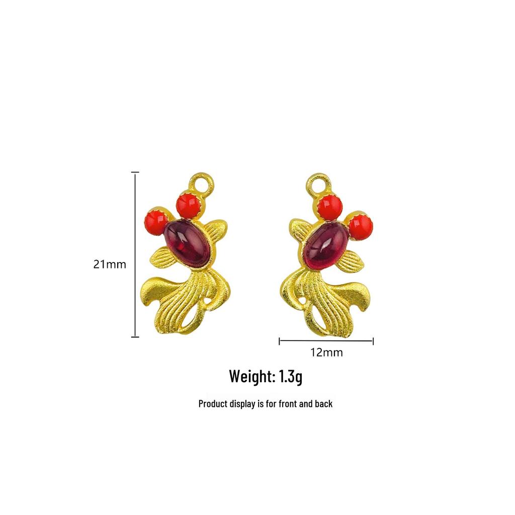 Traditioneller Guochao Gold-Inlaid Jade Goldfisch Strassstein Schmuck DIY Zubehör