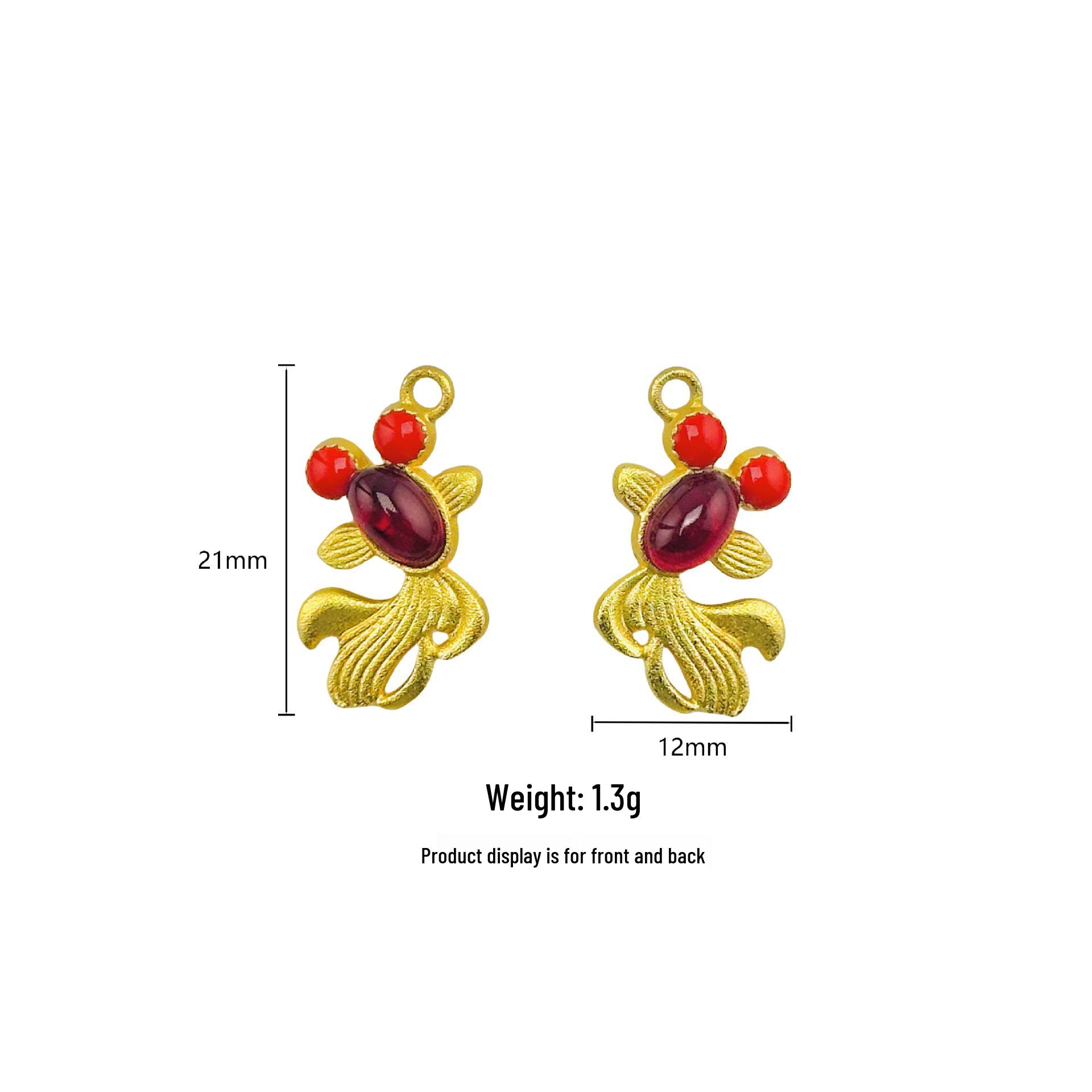 

Traditional Guochao Gold-Inlaid Jade Goldfish Rhinestone Jewelry DIY Accessory золота рибка/рубіновий