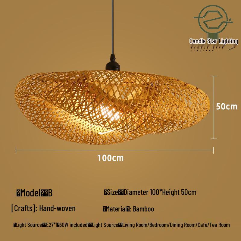 Zen Style Bamboo Rattan Pendant Light for Tea Rooms and Restaurants